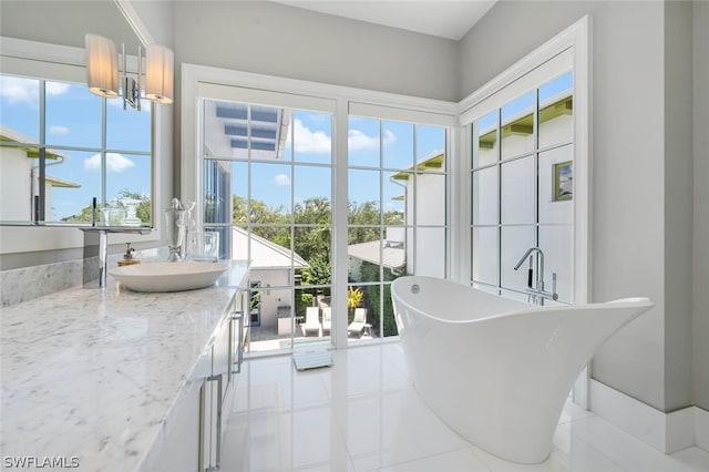 bathroom with sink and a washtub