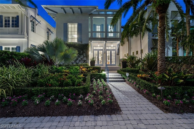 view of front facade featuring french doors