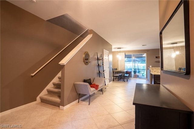 interior space with light tile patterned flooring