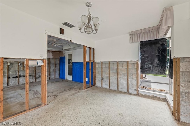 interior space featuring an inviting chandelier