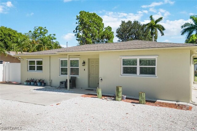 single story home featuring a patio