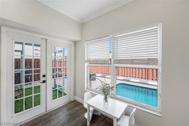 sunroom featuring french doors