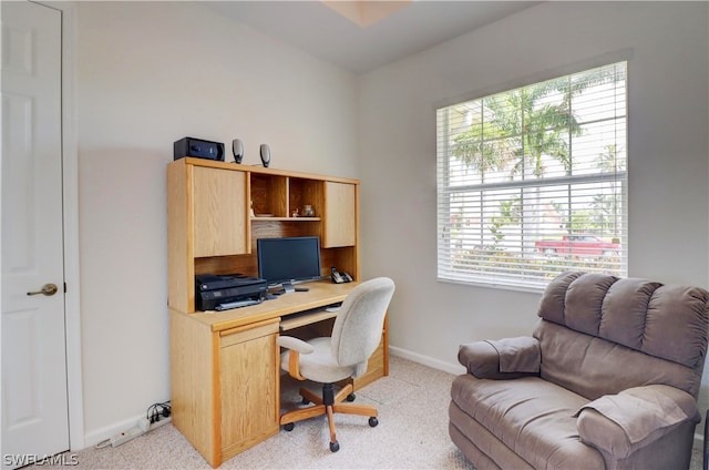 view of carpeted office space