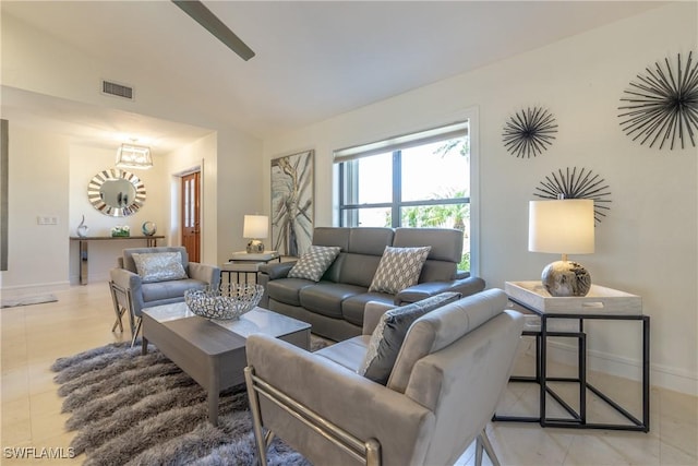 view of tiled living room