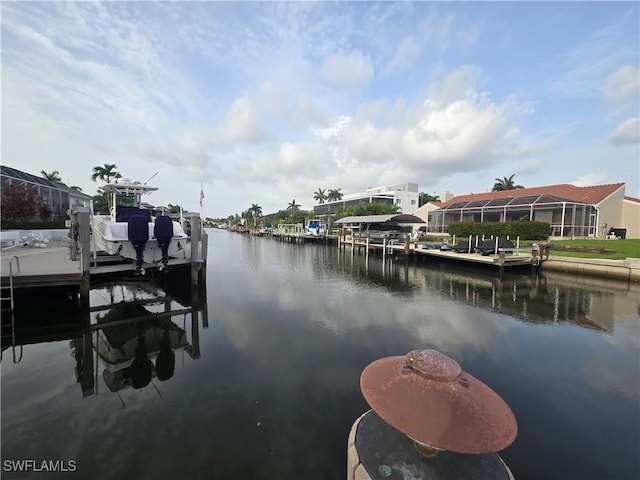 dock area featuring a water view