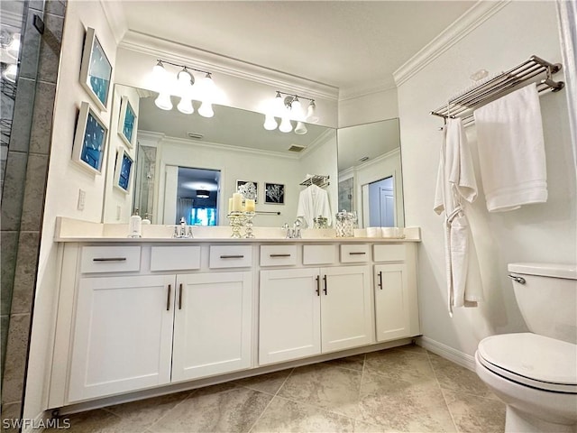 6070 National Blvd Unit 215, Ave Maria, FL 34142 - full bath featuring toilet, double vanity, and crown molding