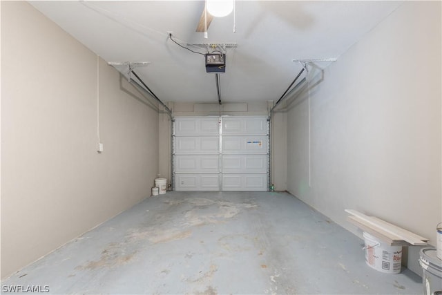 garage with a garage door opener