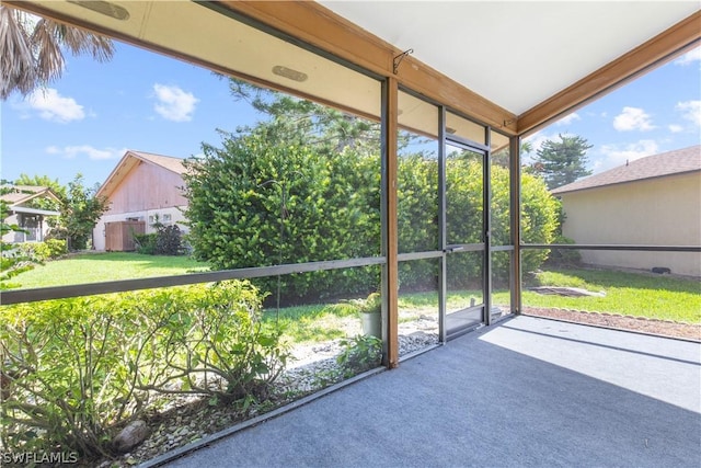 view of unfurnished sunroom