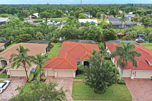 drone / aerial view with a residential view