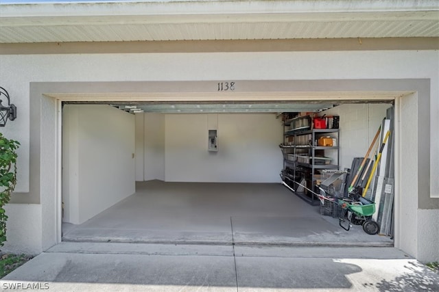 garage with electric panel