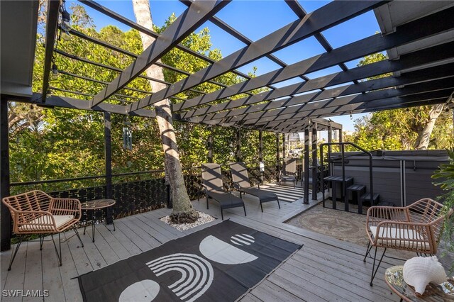 deck featuring a pergola