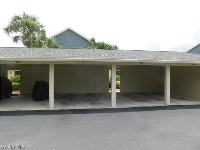 view of covered parking lot