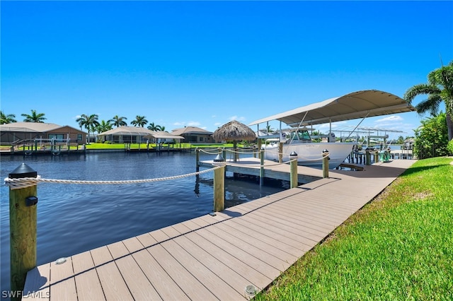 view of dock featuring a water view