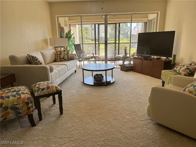 living room featuring carpet floors