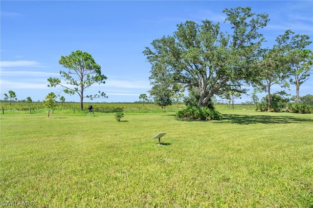 view of yard with a rural view