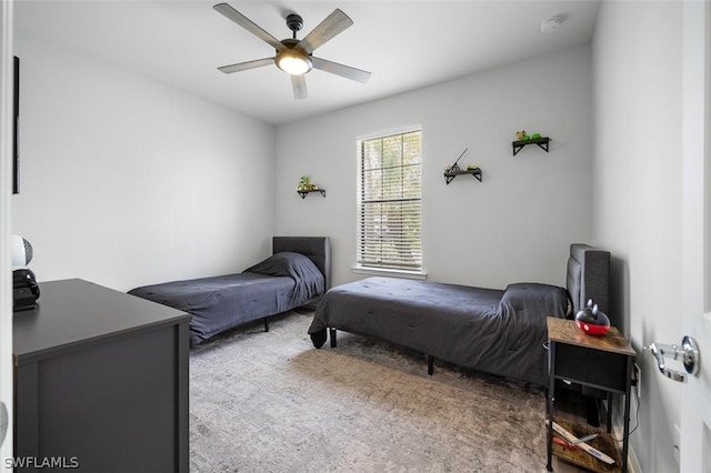 bedroom featuring ceiling fan