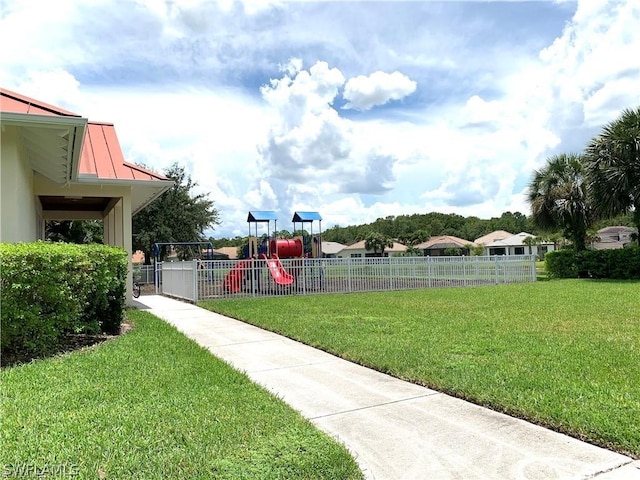 view of yard featuring a playground