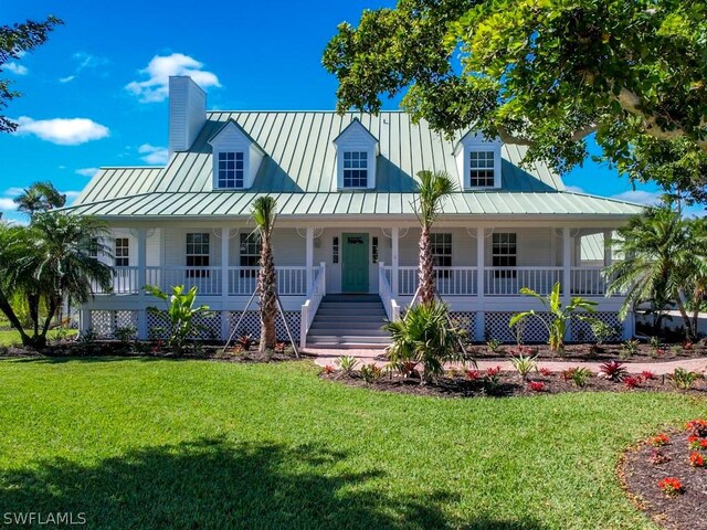 view of front of home with a front yard