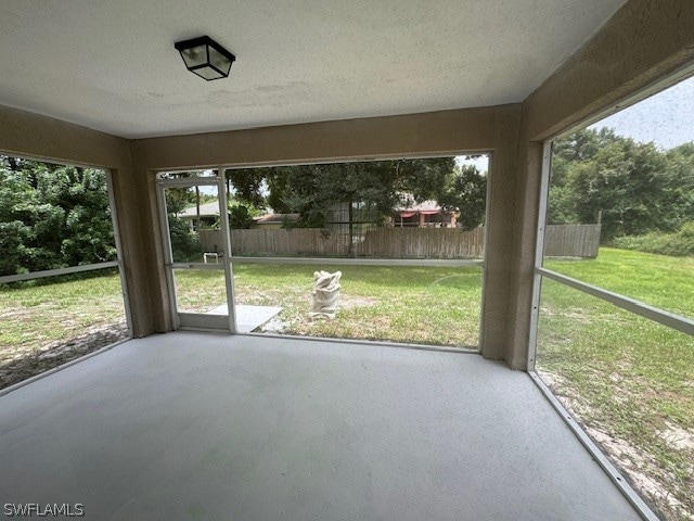 view of unfurnished sunroom