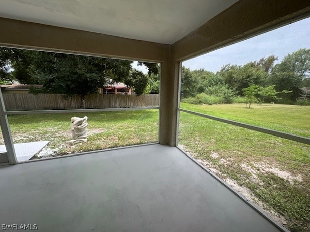 view of unfurnished sunroom