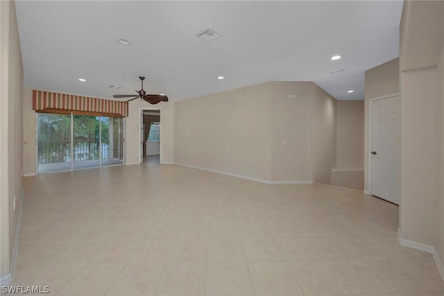 unfurnished room with ceiling fan