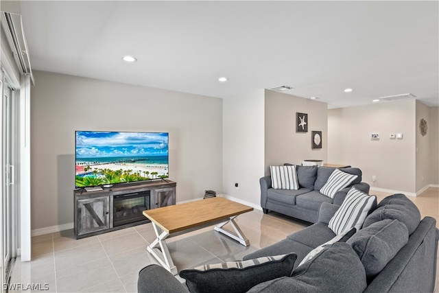 view of tiled living room