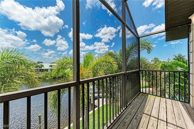 deck with a water view