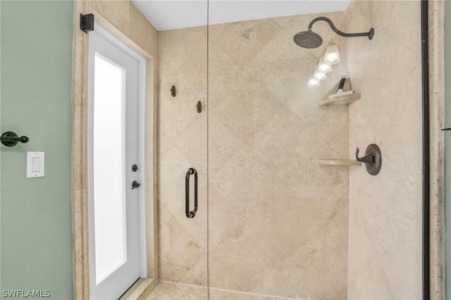 bathroom with a stall shower