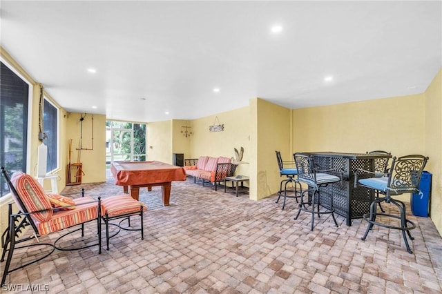 recreation room featuring pool table and recessed lighting