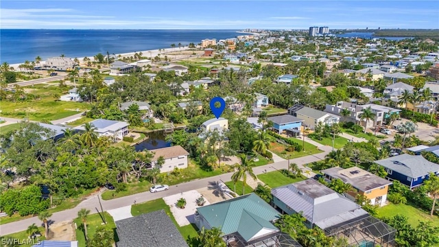 bird's eye view featuring a water view