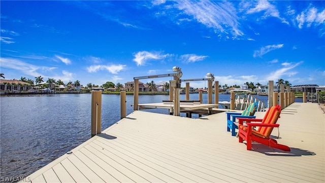 view of dock featuring a water view