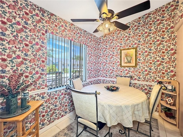 dining space featuring tile patterned floors