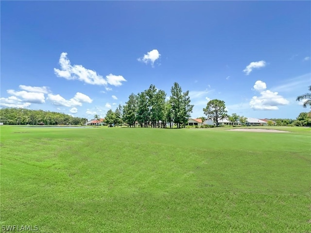 view of property's community with a lawn