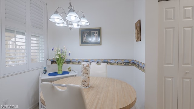 dining room with a notable chandelier and a wealth of natural light