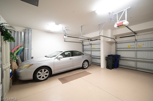 garage with a garage door opener