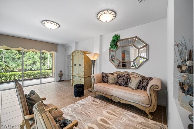 view of tiled living room