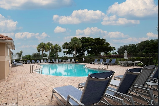 view of pool featuring a patio area