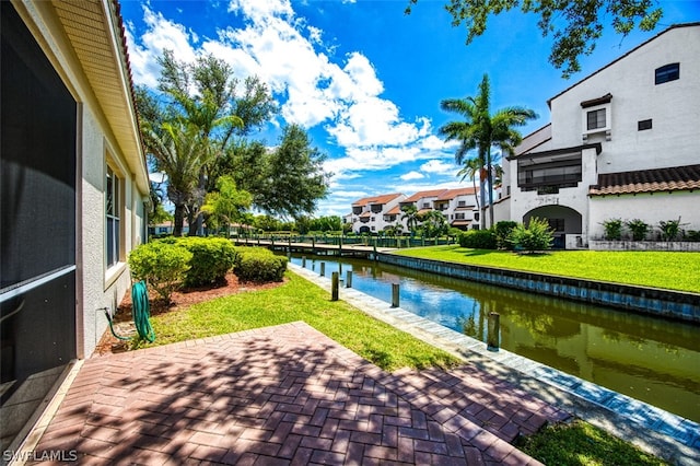 exterior space featuring a water view