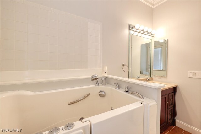 bathroom featuring vanity and a bathing tub