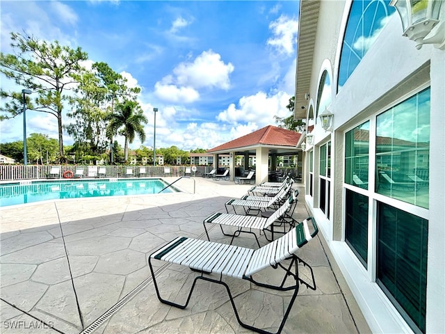 view of pool featuring a patio area