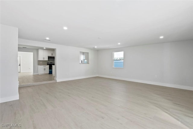 basement featuring light hardwood / wood-style floors