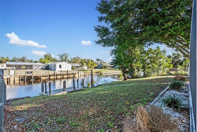 view of dock featuring a water view