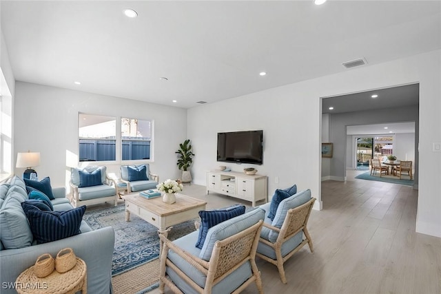 living room featuring light hardwood / wood-style floors