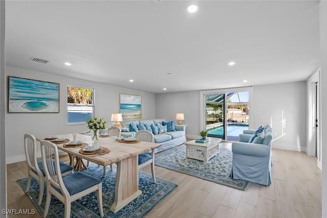 living room featuring light wood-type flooring