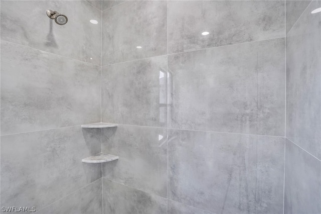 interior details featuring tiled shower