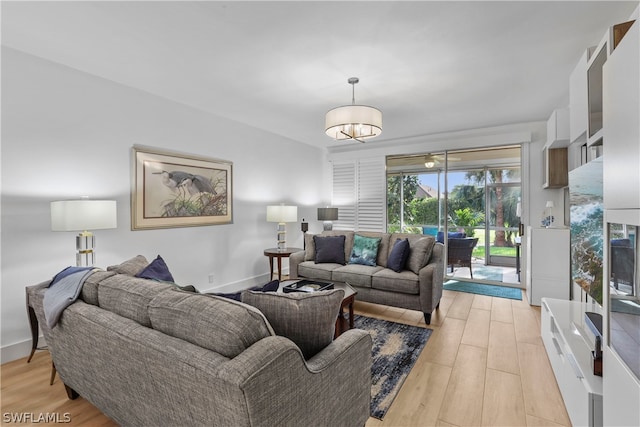 living room featuring light wood-type flooring