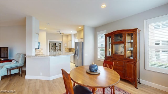 dining area featuring light hardwood / wood-style flooring