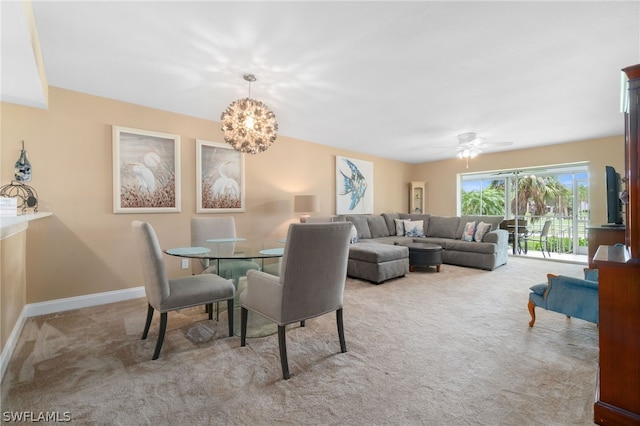 12520 Kelly Greens Blvd Unit 342, Fort Myers, FL 33908 - dining area featuring light colored carpet, a notable chandelier, and baseboards