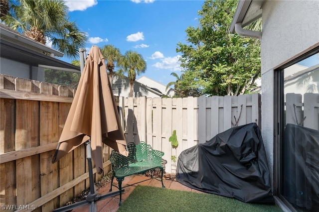 view of patio featuring area for grilling