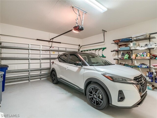 garage with a garage door opener